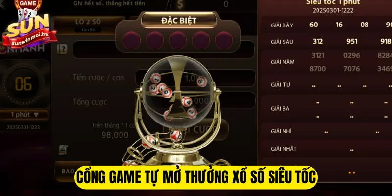 Cổng game tự mở thưởng xổ số siêu tốc