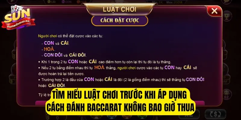 Tìm hiểu luật chơi trước khi áp dụng cách đánh baccarat không bao giờ thua