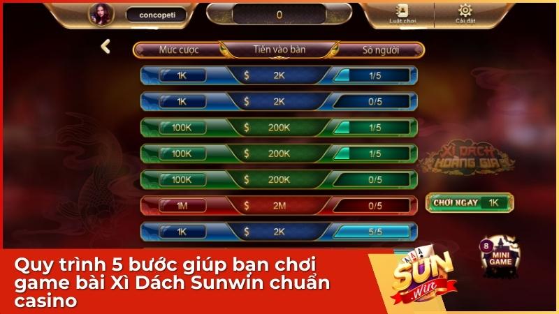 Quy trình 5 bước giúp bạn chơi game bài Xì Dách Sunwin chuẩn casino