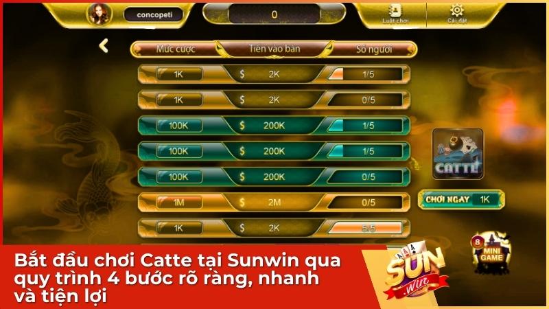 Bắt đầu chơi Catte tại Sunwin qua quy trình 4 bước rõ ràng, nhanh và tiện lợi