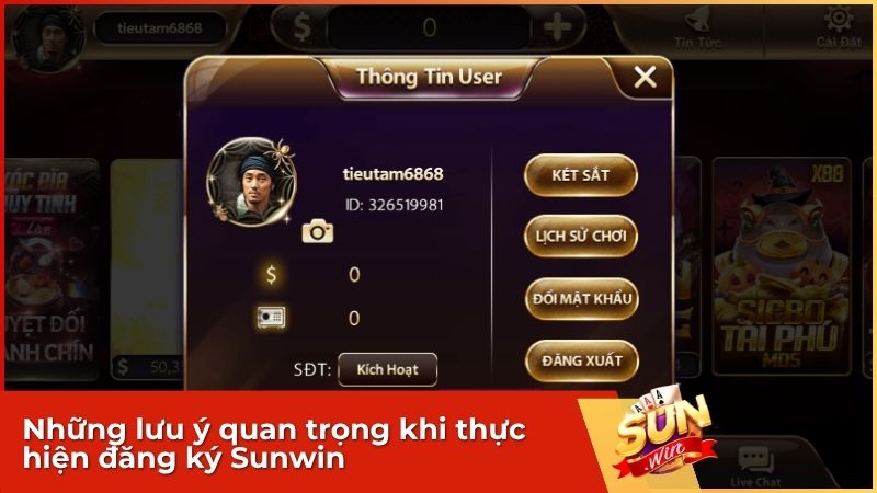 Những lưu ý quan trọng khi làm theo hướng dẫn đăng ký Sunwin