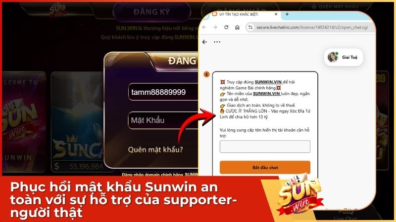 Phục hồi mật khẩu Sunwin an toàn với sự hỗ trợ của supporter-người thật