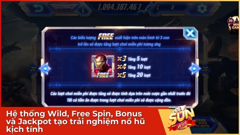 Hệ thống Wild, Free Spin, Bonus và Jackpot tạo trải nghiệm nổ hũ kịch tính