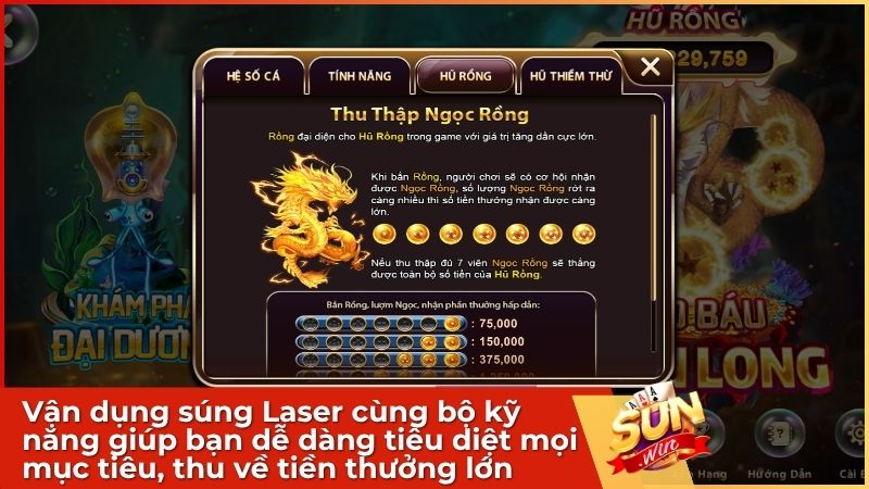Vận dụng súng Laser cùng bộ kỹ năng thông minh giúp bạn dễ dàng tiêu diệt mọi mục tiêu, thu về tiền thưởng lớn tại Vua Săn Cá